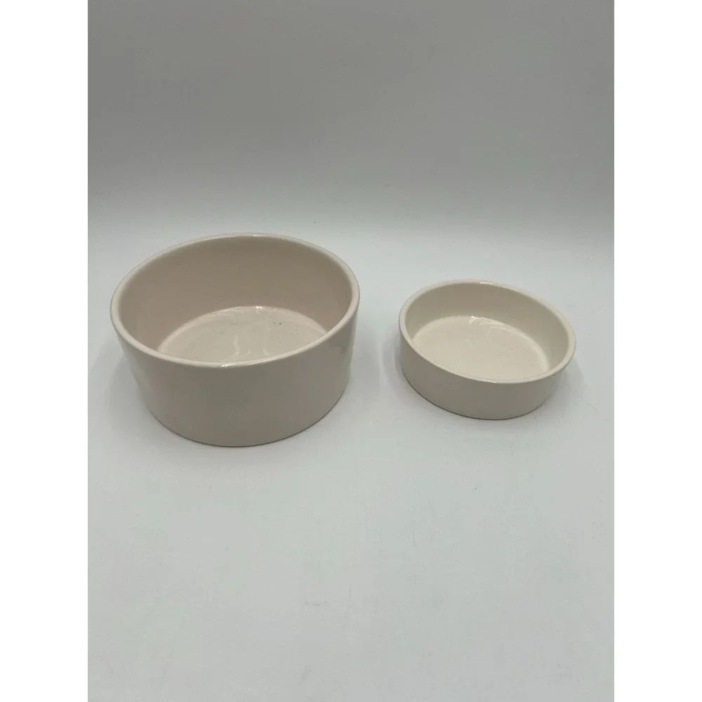 Rae Dunn NIBBLE & SAVOR Ceramic Pet Bowl Set Dog Cat Food Water Bowls